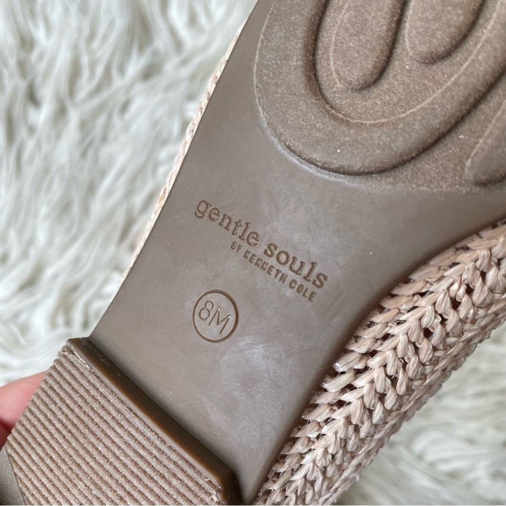 GENTLE SOULS Kenneth Cole Leather Woven Natural Beige Eugene Smoking Flats EUC 8 - Picture 9 of 12